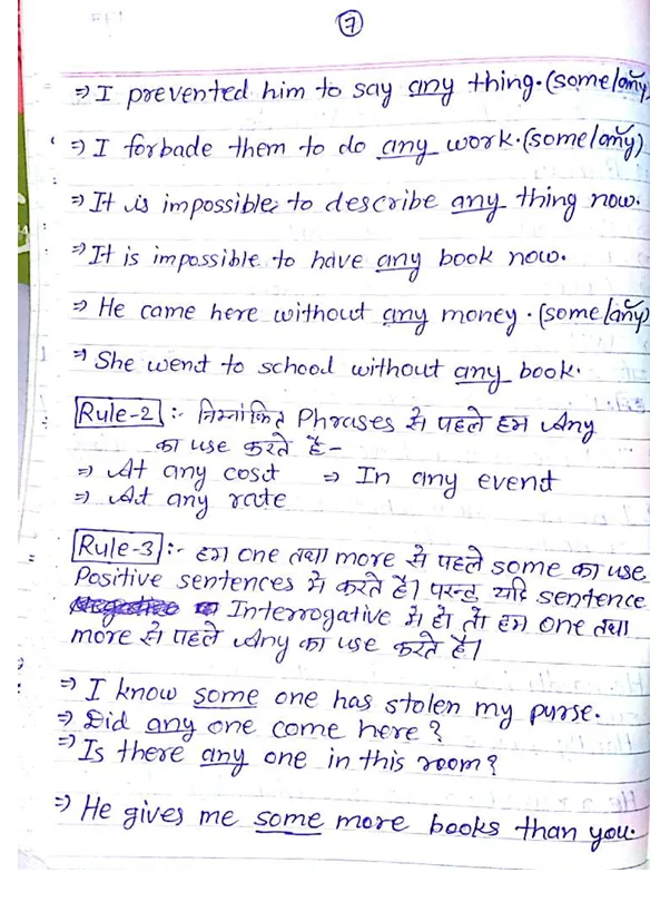 SSC CGL Handwritten Notes Page 7 - Fixed Phrases & Interrogative Rules